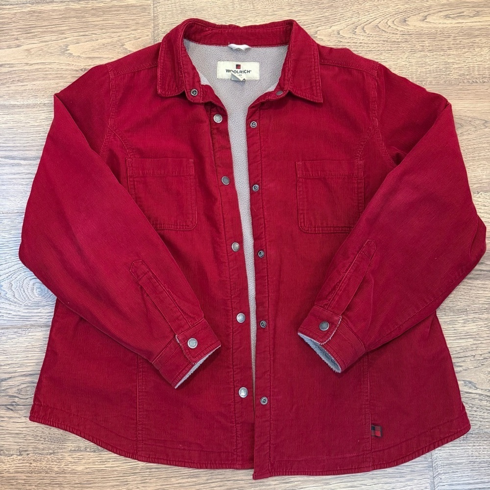 Woolrich Vintage Ruby Button Front Jacket Shacket XL Fleece Lined EEUC